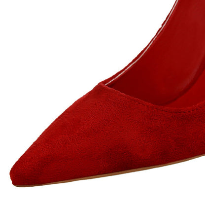 Women 9cm High Heels Yellow Burgundy Pumps Plus Size Stripper Suede Escarpins Lady Wedding Bridal Scarpins Green Blue Prom Shoes