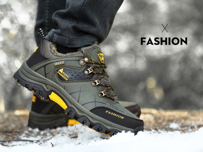 Botas de Neve Masculinas de Inverno Impermeáveis de Couro Tênis Super Quentes Botas Masculinas Botas de Caminhada ao Ar Livre Sapatos de Trabalho Tamanho 39-47