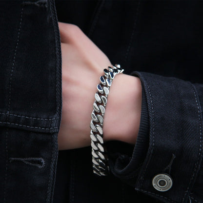Pulseira Acessório Masculina de Aço Inoxidável 316 Banhada a Ouro 18k, Corrente Cubana Criptografada de 8, 10, 12mm, Estilo Miami Rap Hip Hop