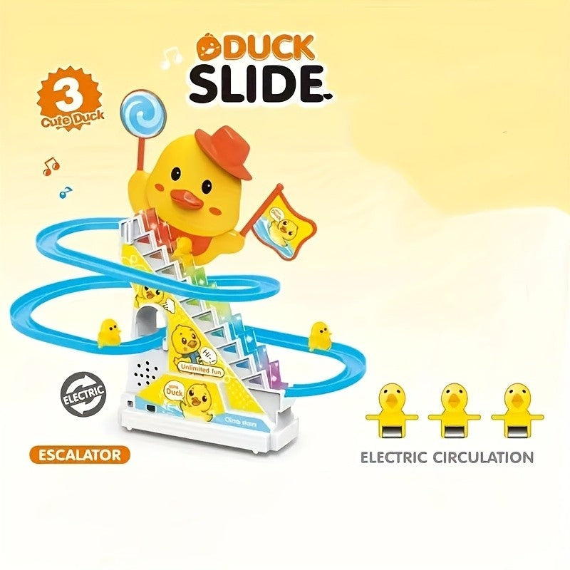Brinquedos Musicais de Pato Subindo Escadas com Luzes e Música para Crianças Presentes de Aniversário Patinhos Brinquedos para Meninas