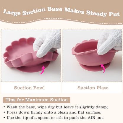 Color Kids Baby Feeding Set Solid Color Utensils Waterproof Bib Cartoon Lion Shape Sucker Dishes Plate Feeding Bowl Spoon Cup