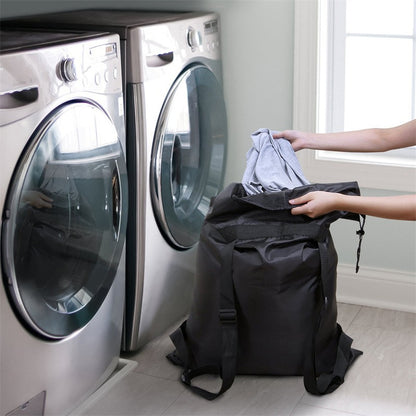 Waterproof Heavy Duty Backpack Black One Size Polyester Laundry Bag Camping Travel Sport Large Clothing Storage Bag Ditty Bags