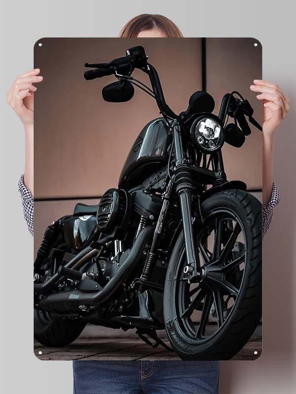 Letreiro de Flandres H-Harley Pôster de Motocicleta Decoração Estética de Quarto Masculino Placas de Metal Personalizadas para Garagem Decoração de Parede Retrô para Casa