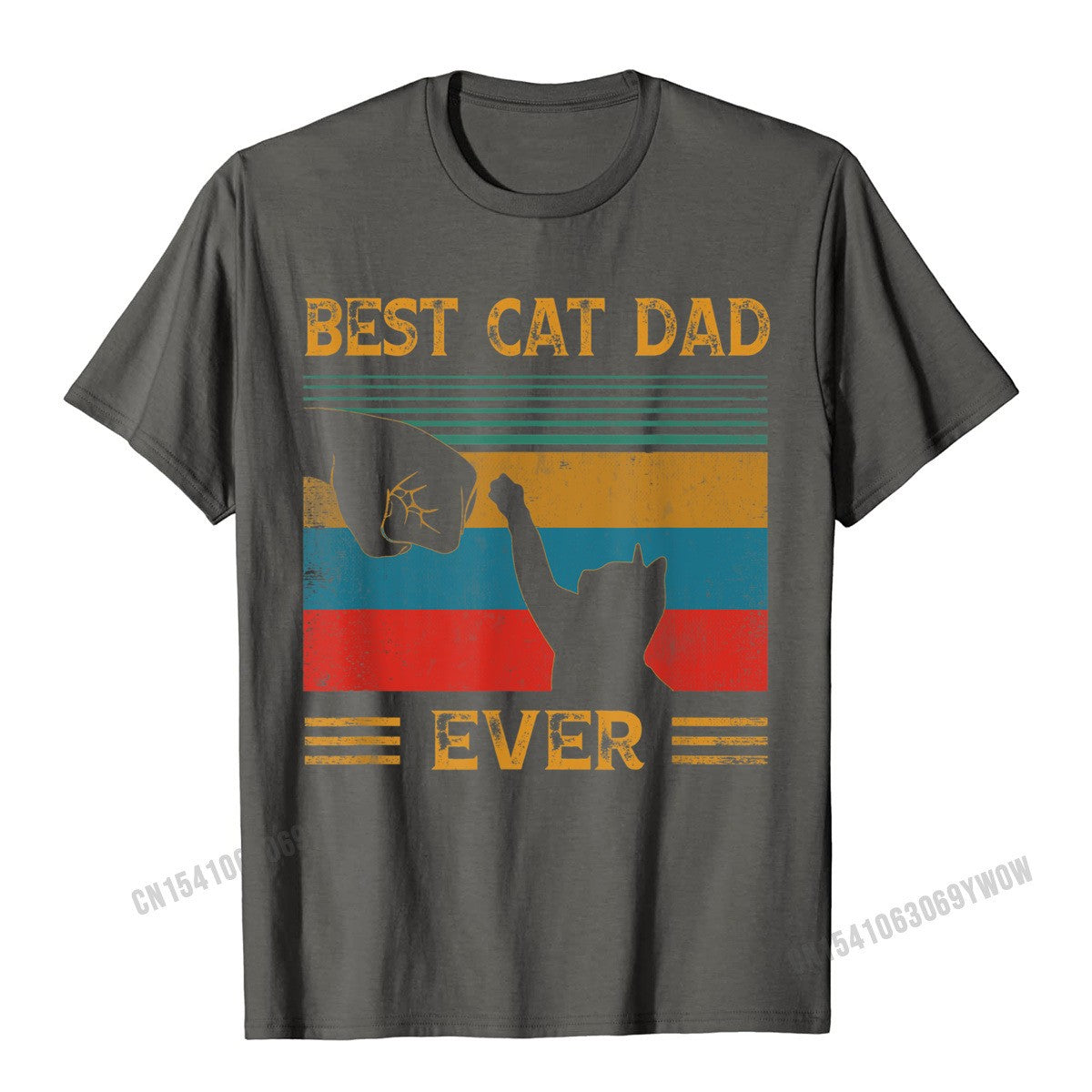 Mens Vintage Best Cat Dad Ever Bump Cat Lover T-Shirt Camisas Men Design New Coming Cotton Tops Shirt Letter For Boys