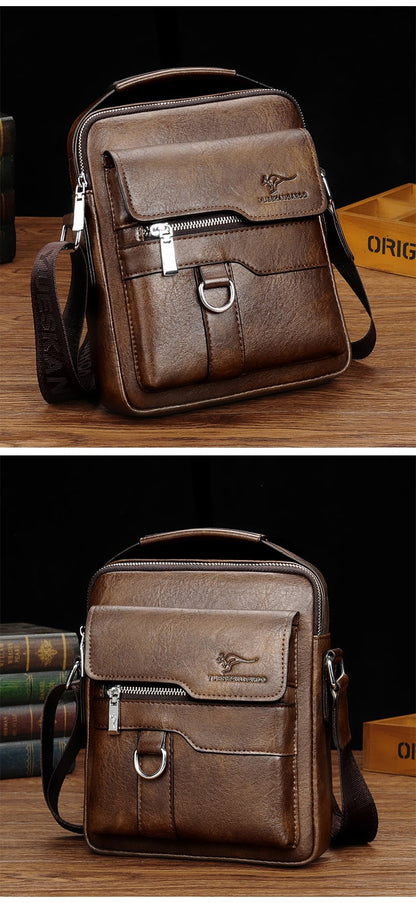Kangaroo Luxury Brand Men Sling Bag Leather Side Shoulder Bag For Men Husband Gift Business Messenger Crossbody Bag Male Handbag