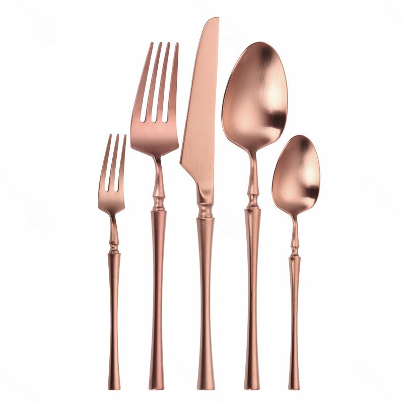 Conjunto de Talheres Matte Dourado Garfos Colheres Facas Conjunto de Talheres Aço Inoxidável Dourado Prata com Garfo de Bolo