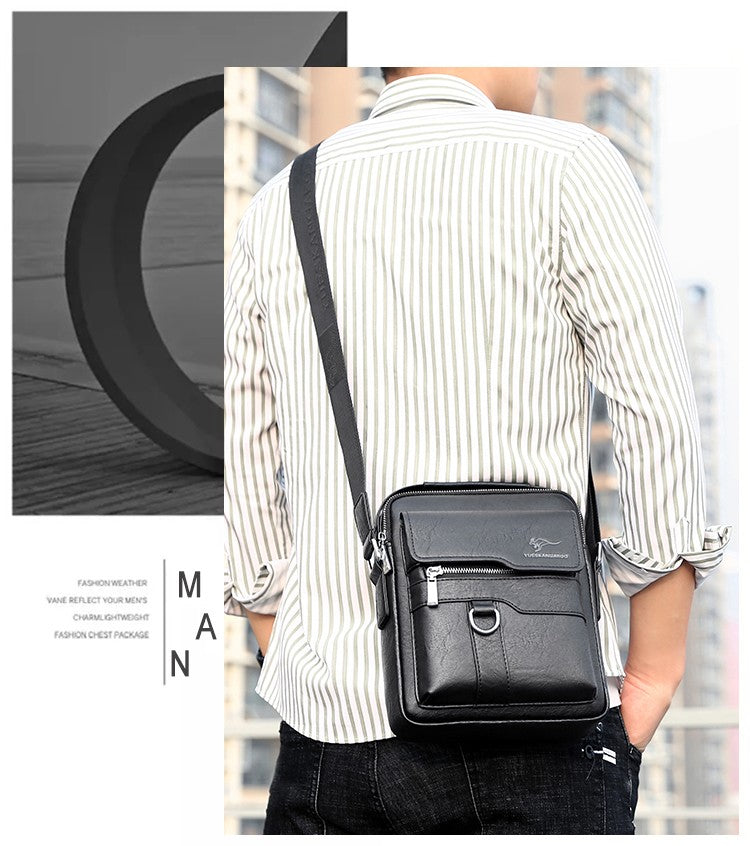 Kangaroo Luxury Brand Men Sling Bag Leather Side Shoulder Bag For Men Husband Gift Business Messenger Crossbody Bag Male Handbag