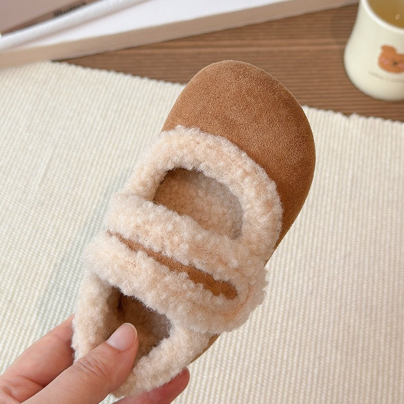 Children's Cotton Shoes 1-18 Years Old Beige Padded Thickened Boys Girls Walking Shoes Brown Soft Bottom Non-slip Kids Fur Shoes