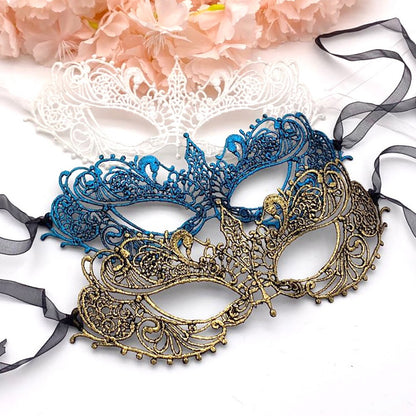 Women Sexy Hollow Lace Masquerade Gold Black Face Mask Princess Party Cosplay Prom Props Costume Nightclub Queen Eye Mask Exotic