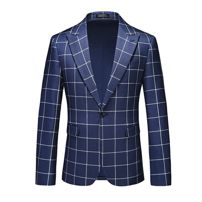 Single Breasted Plaid Suit Men's Clothing Fashion Simple Men Business Social Wedding Party Tuxedo Dress Blazers Jacket