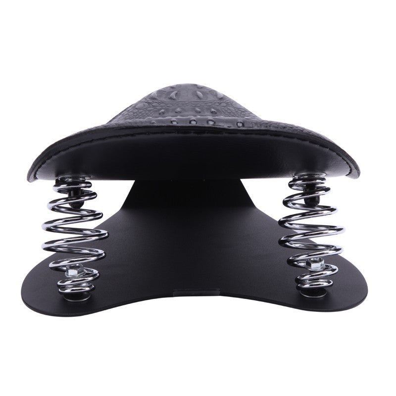 Banco Solo de Couro com Estampa de Jacaré Retrô para Motocicleta Harley Chopper Bobber Honda Yamaha Xs650 Marrom/Preto
