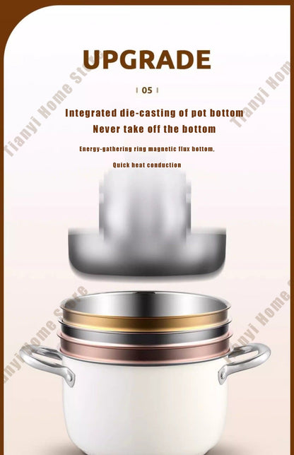 304 Stainless Steel Soup Pot Non-stick Frying Pan with lid Home Hot Pot Induction Cooker Gas Stove wok Food Supplement Milk Pot