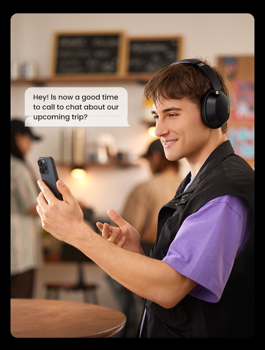 Fones de ouvido Bluetooth sem fio UGREEN Max5c ANC com cancelamento de ruído ativo de 43dB, Hi-Res LDAC, 75H de áudio espacial