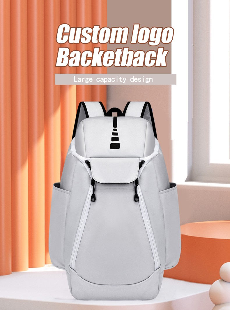 Mochila de basquete de grande capacidade com logotipo personalizado, bolsa de treinamento multifuncional para atividades ao ar livre com número impresso, bolsa esportiva de basquete e futebol
