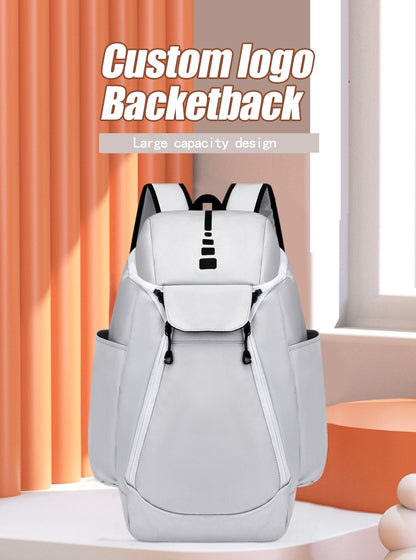 Mochila de basquete de grande capacidade com logotipo personalizado, bolsa de treinamento multifuncional para atividades ao ar livre com número impresso, bolsa esportiva de basquete e futebol