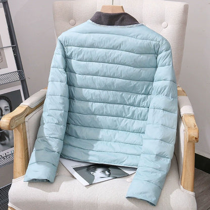 2025 New Lightweight Down Cotton Coat Women Autumn Winter Long Sleeve Slim Warm Parkas Female Portable Packable Ski Short Jacket