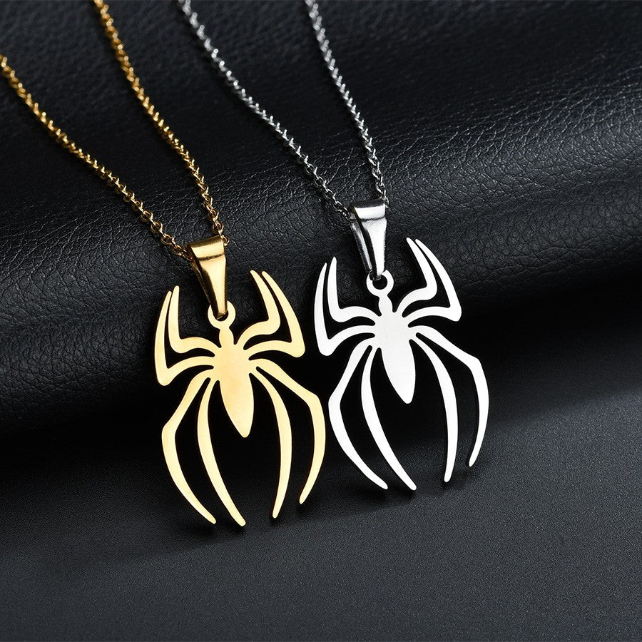 1 New Product Stainless Steel Spider Pendant Fashion Men'S Titanium Steel Jewelry Spider Necklace