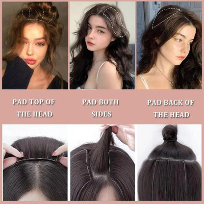 2 unidades de presilha de cabelo sintética, clipe único sem costura, almofada de cabelo artificial, extensões de cabelo natural, postiços para mulheres