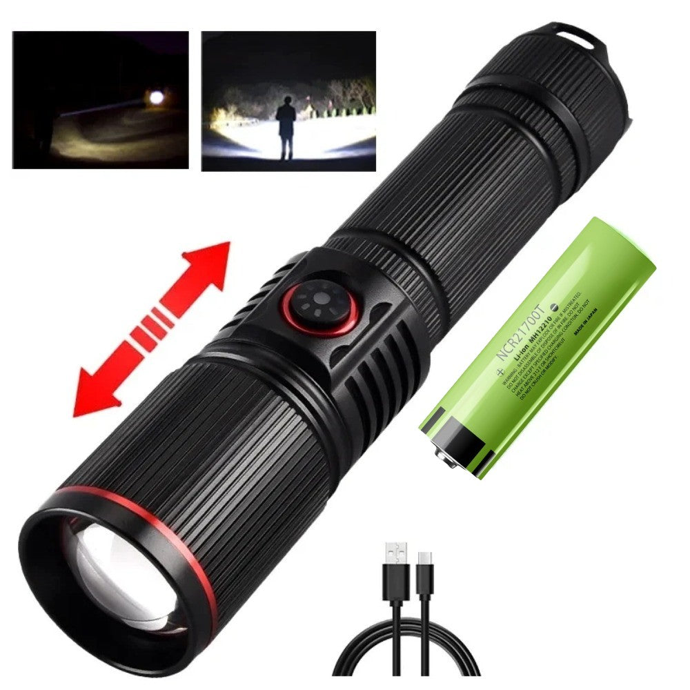 Powerful 30W White Laser Zoom Flashlight Use 18650 or 21700 Battery Rechargeable Torch Outdoor Hunting Emergency Lighting Lamp