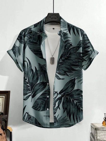 Hawaiian Shirt Man Print Casual Thin Beach Slim Fashion Shirt High Quality Luxury Black Social Vintage Funny Oversized Clothes