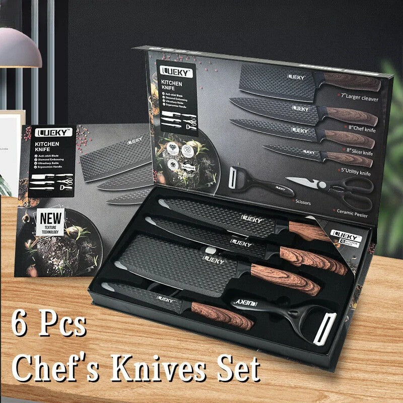 Conjunto de Facas de Cozinha MDHAND Faca de Aço Inoxidável, Conjunto de Utensílios de Cozinha de 6 Peças, Faca de Frutas, Ferramentas Essenciais de Culinária para Restaurantes