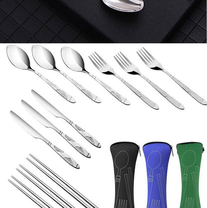 Bolsa Lavável para Talheres de Aço Inoxidável com Zíper, Estojo de Talheres Portátil, Bolsa para Jantar, Ferramenta Doméstica, Colher de Viagem e Acampamento
