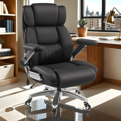 600LBS Breathable Fabric Big and Tall Office Chair with 5D Flip Arms and Pocket Spring Cushion, Ergonomic Heavy Duty Executive