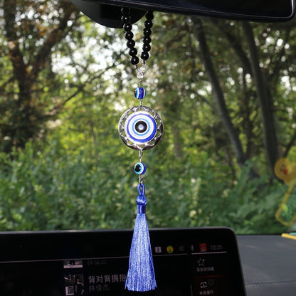 Franjas de Cristal Olhos Azuis Acessórios para Carro Olho de Demônio Pingente de Retrovisor Automotivo Decoração de Carro Presentes de Halloween Talismã Para Homem