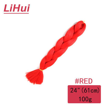 Cabelo Sintético Trança Jumbo 24 Polegadas Ombre Jumbo Extensão de Cabelo para Mulheres Tranças DIY Roxo Rosa Amarelo Cinza Lihu