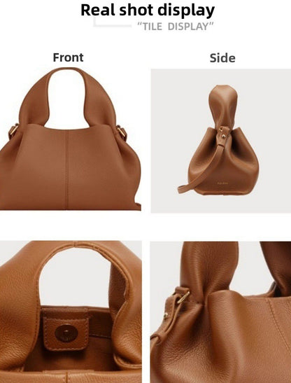 Genuine Leather Cloud Crossbody Bag for Women, Light Luxury French European Retro Vintage Tassel Shoulder Bag, Handbag Purse