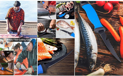 Faca de Pesca para Filetar Desossar Peixe 5 6 7 8 9 Polegadas Faca de Sashimi de Cozinha Antiaderente para Raspar Peixes Faca para Filetar Bainha
