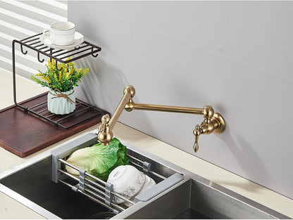 Brushed Gold Rotated Kitchen Sink Faucet Cold Water Tap Brass Basin Sink Swivel Faucets Wall Mounted Faucet