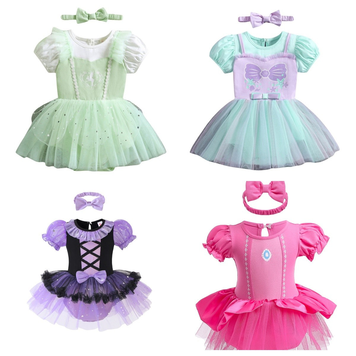 Infant Baby Girl Jumpsuit Dress Little Girl Princess Romper Dress With Headbands Kids Clothes Size 70-80-90-100