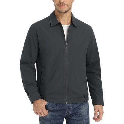 MAGCOMSEN Men's Zip-Front Golf Jacket Spring Summer Casual Jacket Solid Color Turn-down Collar Outerwear Hiking Fishing Travel