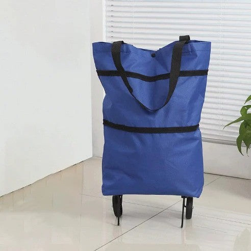 1Pc Foldable Shopping Bag with Wheels Trolley Large Reusable Cloth Hand Tote Bolsas Eco Fabric Supermarket Grocery Pull Cart Bag