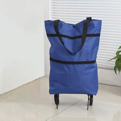 1Pc Foldable Shopping Bag with Wheels Trolley Large Reusable Cloth Hand Tote Bolsas Eco Fabric Supermarket Grocery Pull Cart Bag