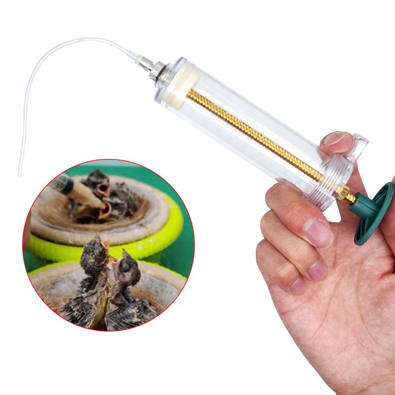 Seringa de Alimentação para Filhotes de Papagaio e Pombo 10/20/30/50/100ml Injeção Veterinária Contínua Alimentador de Pássaros Mistura de Silicone