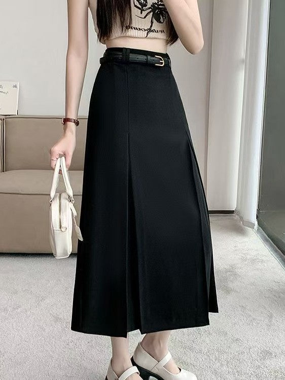 plus Size Suit Skirt Women Summer New Elastic High Waist Slim A-Line Skirt Belly Cover Pleated Skirt Korean Sle Casual Wear