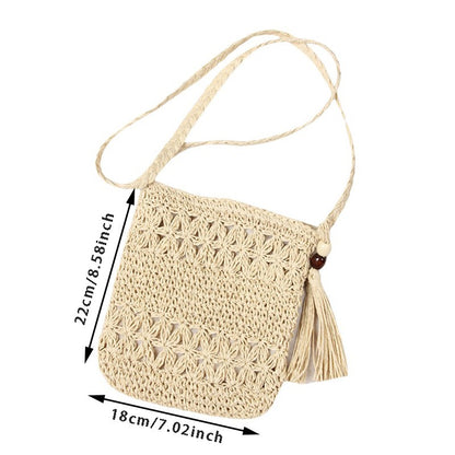 New Half Round Straw Bags for Women Summer Beach Rattan Bag Handmade Woven Half Moon Crossbody Handbags Bohemia