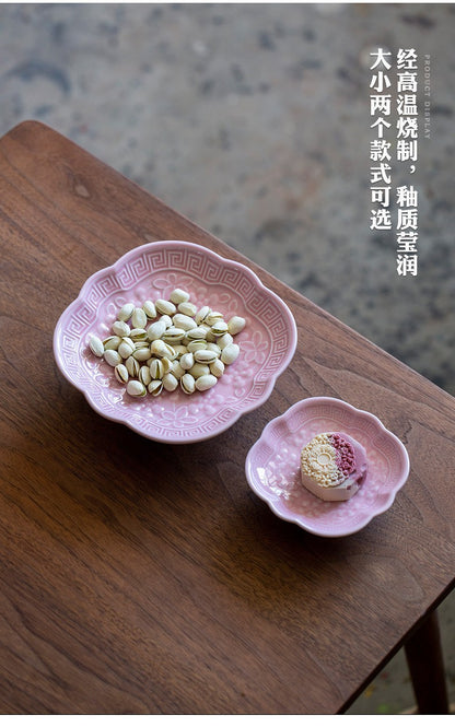 Chinese Style High Leg Fruit Dishes Ancient Pastry Plate Fruit Plate Appetizer Serving Platter Household Plates For Food Craft