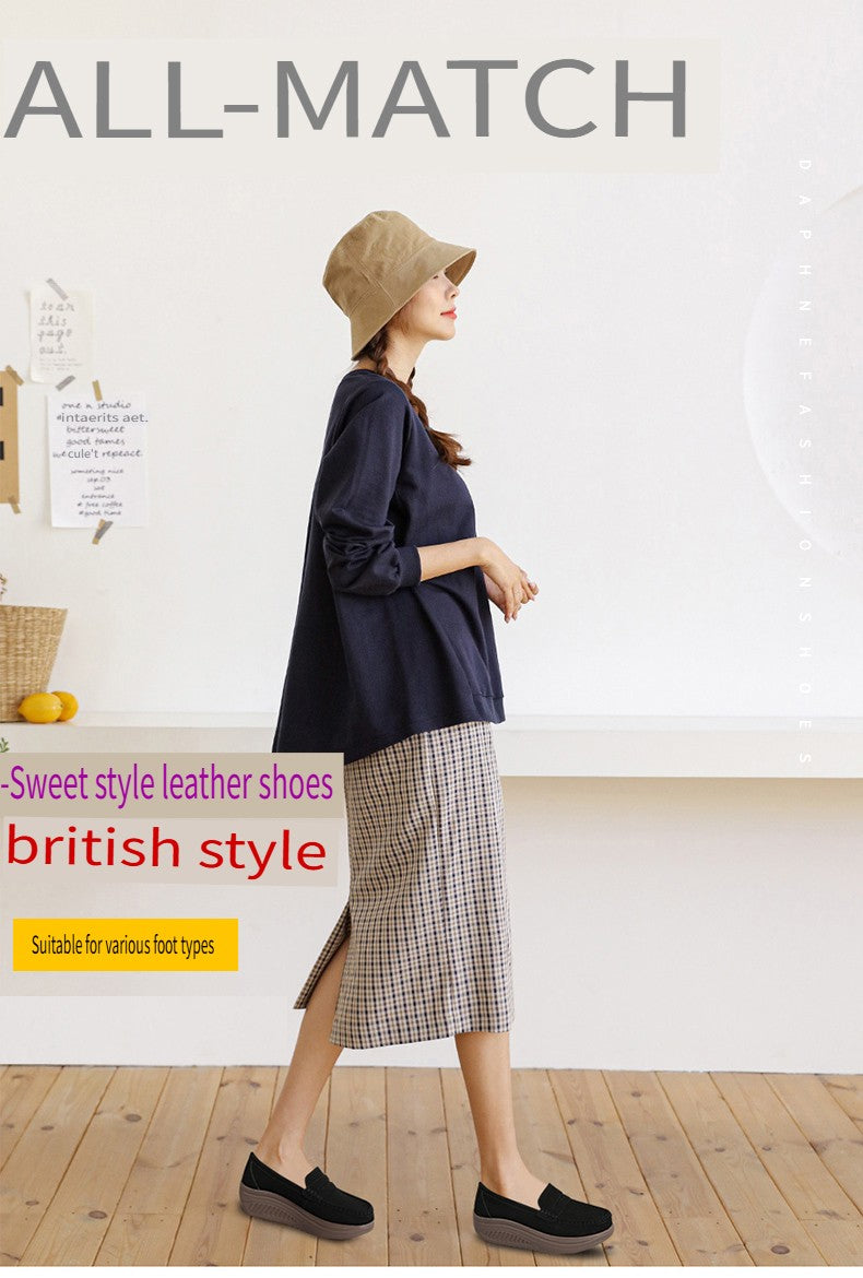 Ngouxm Women Flat Platform Loafers Ladies Elegant Suede Leather Moccasins Shoes Woman Slip On Moccasin Women's Casual Shoes