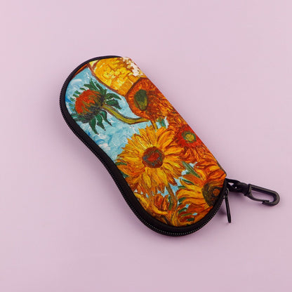 Vintage Van Gogh Sunglasses Box Glasses Soft Cloth Bags Glasses Case Women Zipper Sunglasses Bags Eyeglasses Case Eyewear Bag