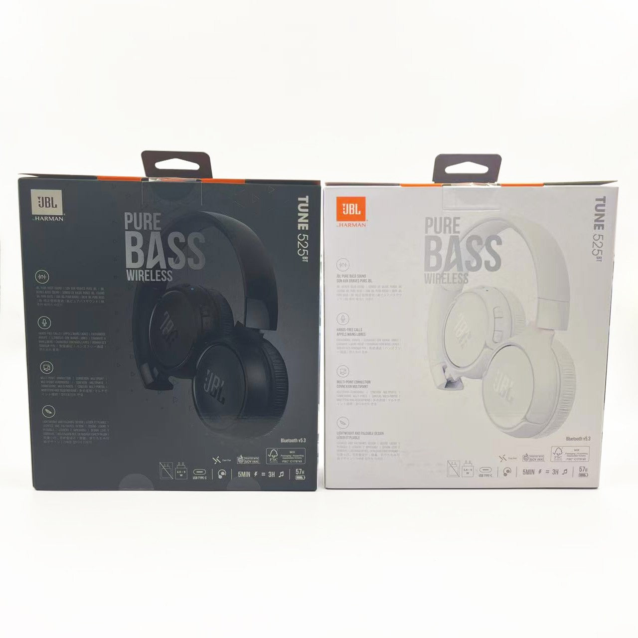 Fones de ouvido Bluetooth sem fio Over-Ear JBL TUNE 525BT, bateria de longa duração de 50 horas, adequados para jogos de música e transmissão ao vivo