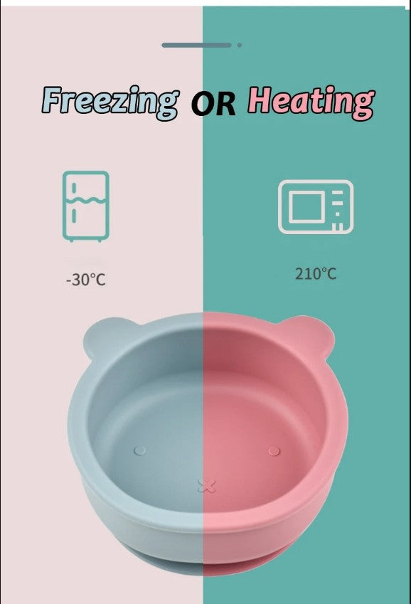 BPA Free Baby Silicone Feeding Bowl Cartoon Dishes For Kids Suction cup Anti-Drop Non-Slip Dinnerware Autonomous eating training