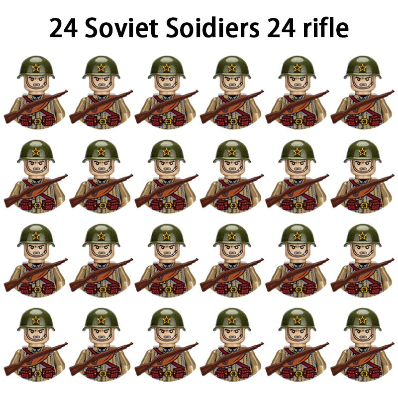 Brinquedos de blocos de montar para crianças: Modelos de Mini Armas de Exército Nacional de Guerra de Soldados de Infantaria da Segunda Guerra Mundial