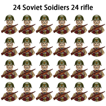 Brinquedos de blocos de montar para crianças: Modelos de Mini Armas de Exército Nacional de Guerra de Soldados de Infantaria da Segunda Guerra Mundial