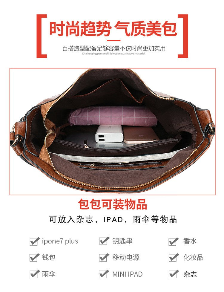 New women's handbag, single shoulder crossbody bag, PU women's tote bag, large capacity women's bag