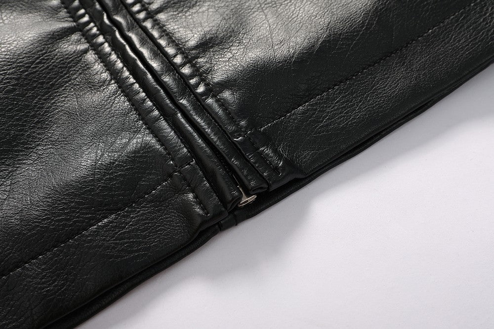 Vintage Motorcycle Jacket Men Fashion New Biker Leather Jacket Male Embroidery Bomber Coat Winter Fleece Pu Overcoat