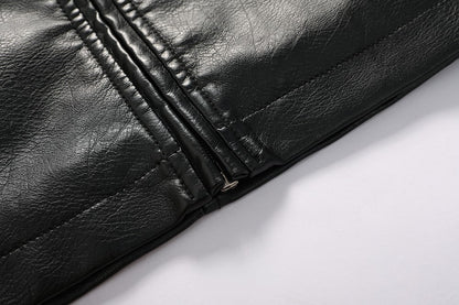 Vintage Motorcycle Jacket Men Fashion New Biker Leather Jacket Male Embroidery Bomber Coat Winter Fleece Pu Overcoat