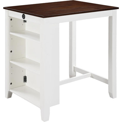 Graham 36 White Counter Height Dining Table w/USB, Shelves, Small Space Design - MDF Wood for Kitchen, Apartment, Breakfast Nook